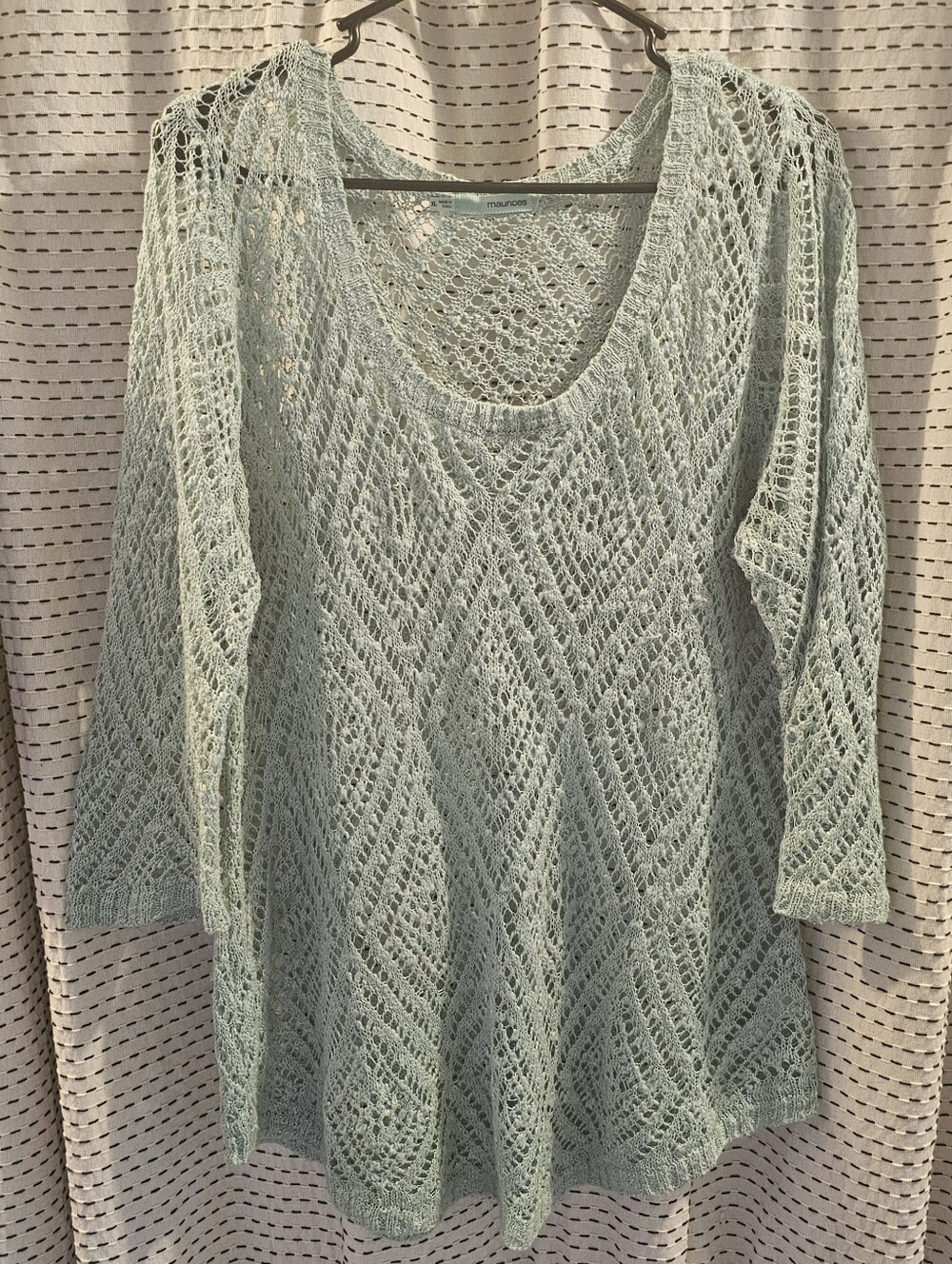 Maurices Mint Open-Knit Scoop Neck Tunic Sweater